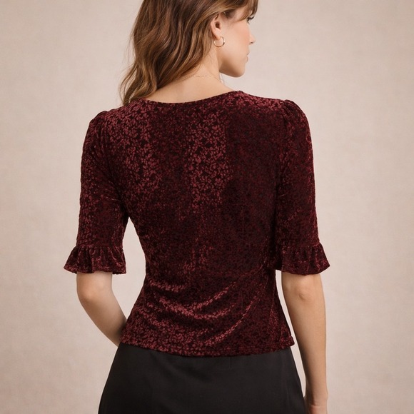 American Rag Juniors' Burnout Velvet Top Dark Academia Coquette Baby Doll M - Picture 11 of 12